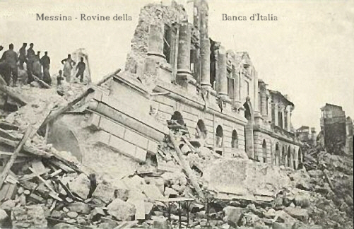 Messina dopo il terremoto del 1908 - il Palazzo della Banca d'Italia