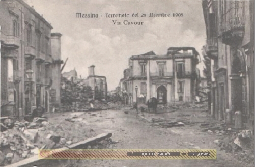 Messina dopo il terremoto del 1908 - via Cavour